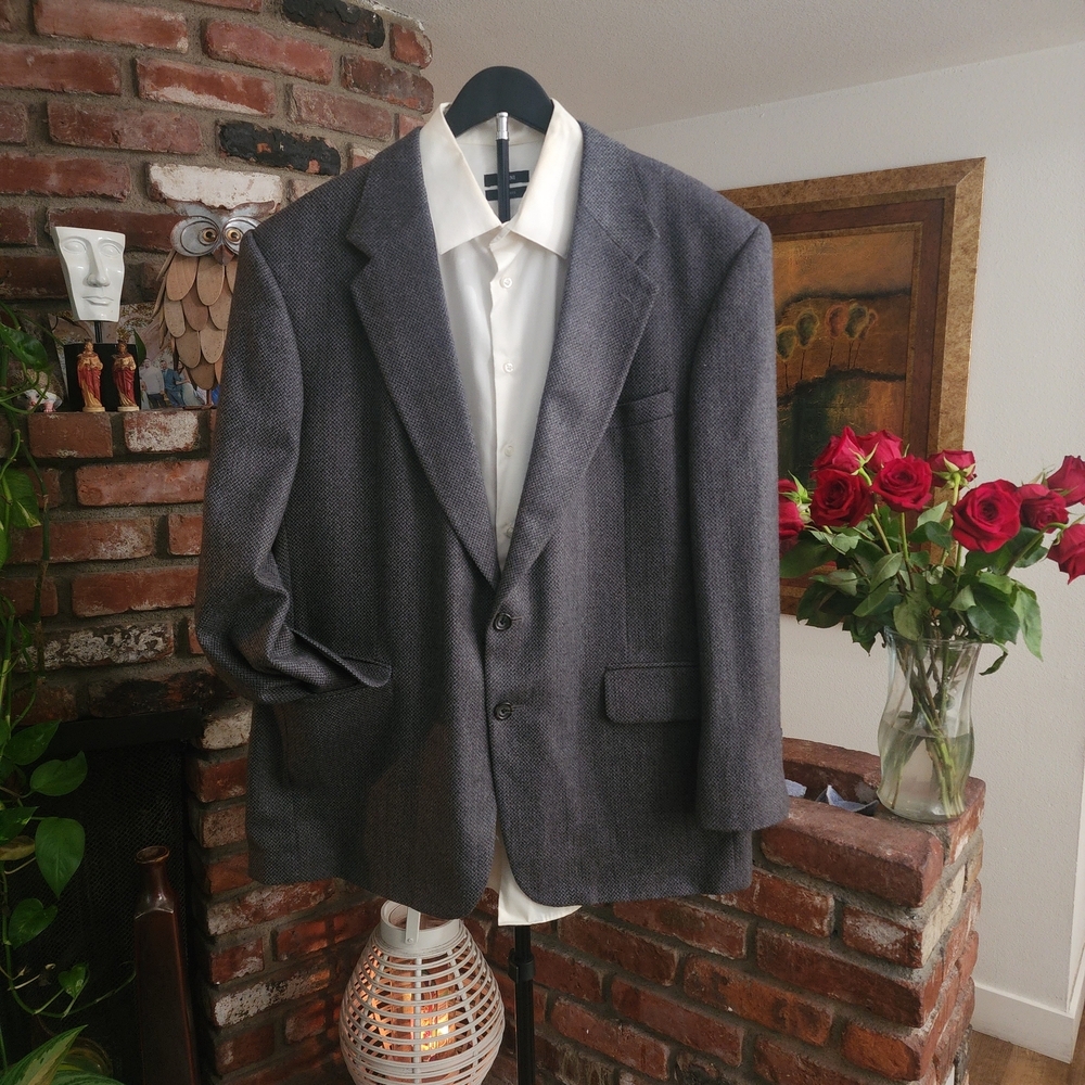 Oscar de la Renta Men’s Charcoal Wool Blazer Sport Coat 46R - Picture 1 of 7
